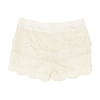 Beige Embroidery Detail Shorts