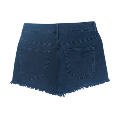 Black Solid Denim Shorts