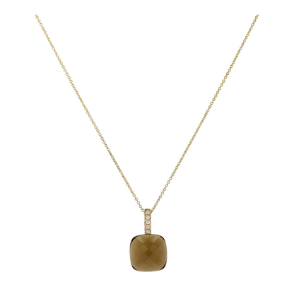8 5/8 ctw 14K Yellow Gold Brown Amethyst Pendant Necklace