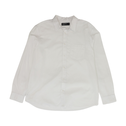 White Solid Long Sleeve Button Down