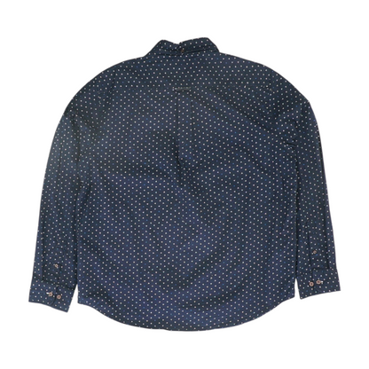 Navy Geometric Long Sleeve Button Down