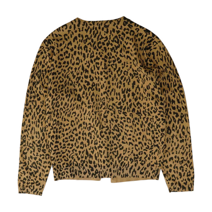 Beige Animal Print Cardigan Sweater