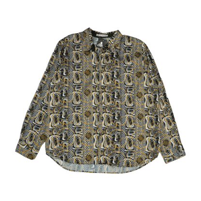 Black Graphic Long Sleeve Button Down