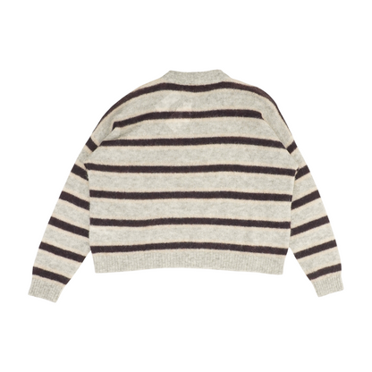 Gray Striped Pullover Sweater