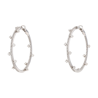 9/10 ctw 18K White Gold Diamond Hoop Earrings