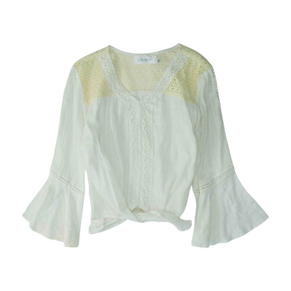 White Color Block Blouse