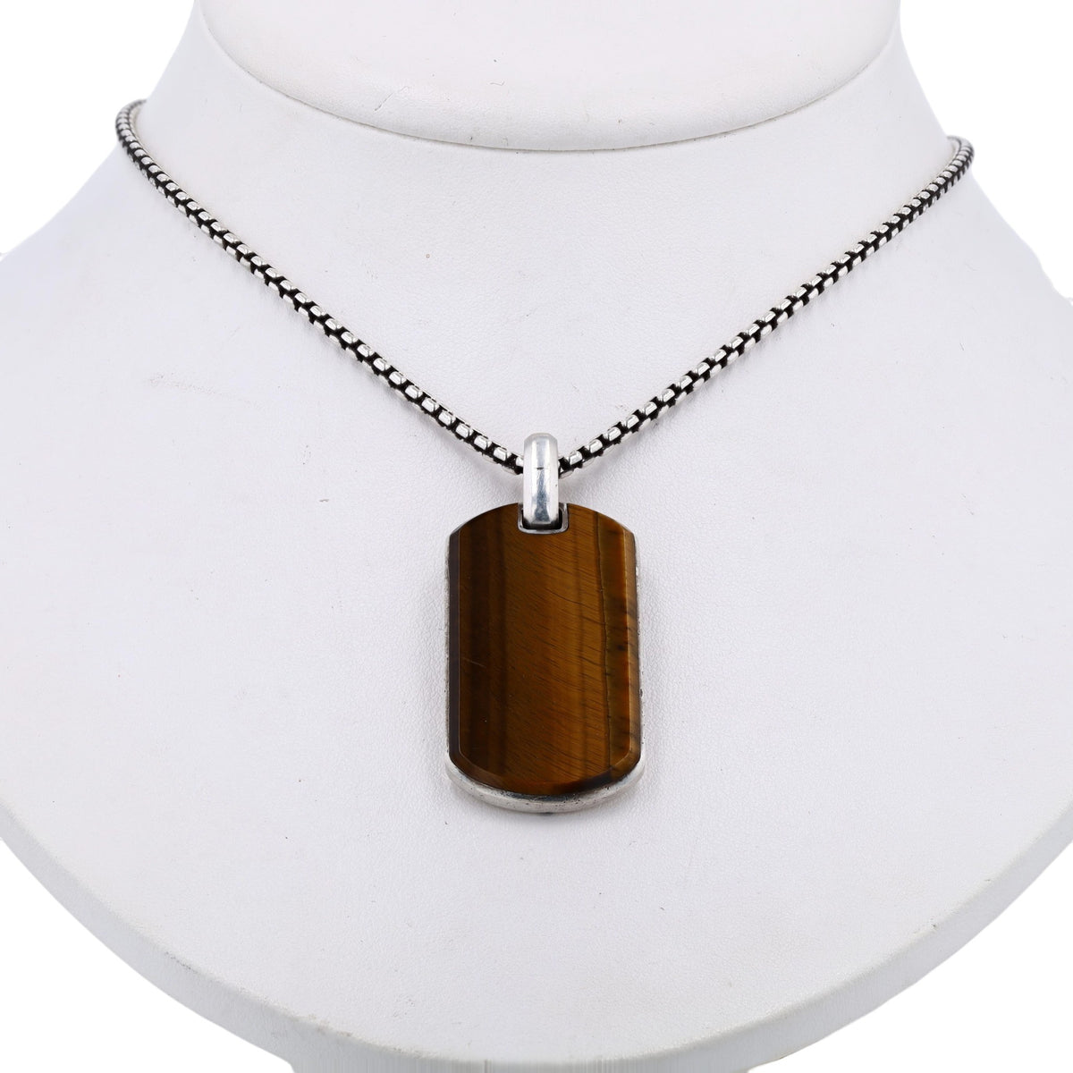 David Yurman Sterling Silver Tiger Eye Pendant Necklace – Image 6