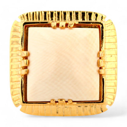 Gold Tone Arty Chevalier White Square Signet Ring