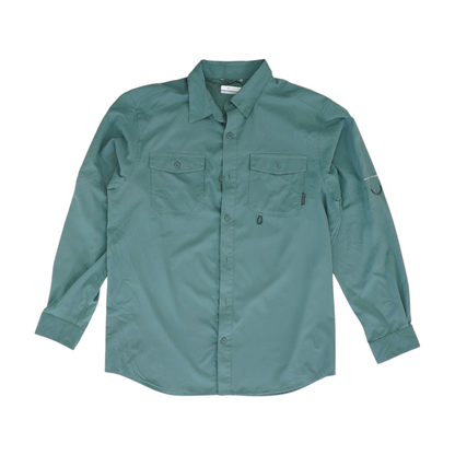 Green Solid Outdoor Button Down