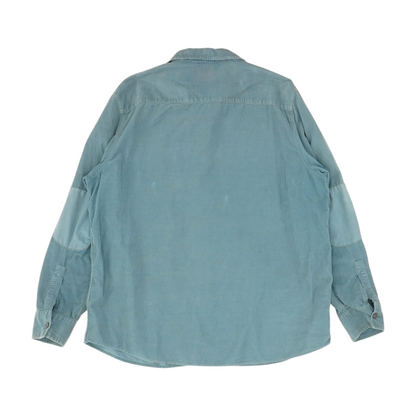 Blue Solid Long Sleeve Button Down
