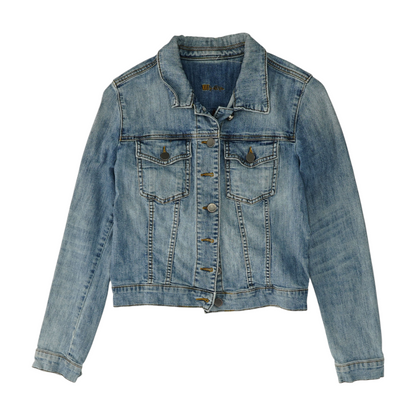 Blue Solid Denim Jacket