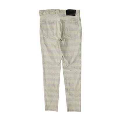 Beige Plaid Slim Pants