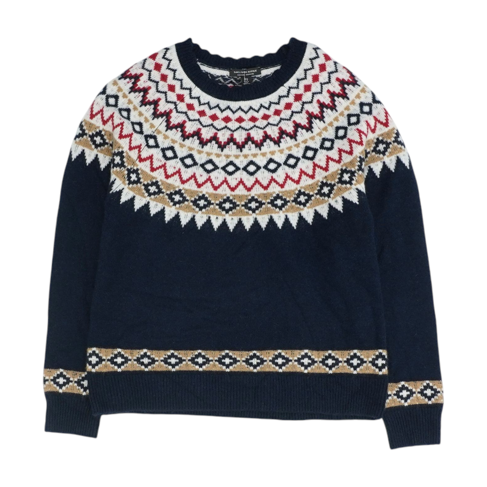 Navy Abstract Pullover Sweater