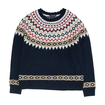 Navy Abstract Pullover Sweater