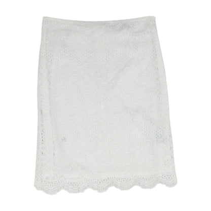 White Embroidery Detail Midi Skirt