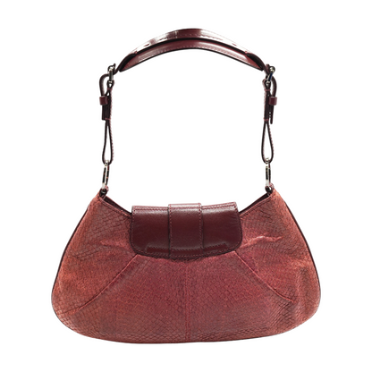 Red Vintage Street Chic Python Leather Hobo Bag