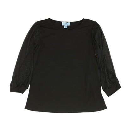 Black Solid Long Sleeve Blouse