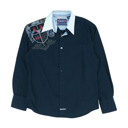 Black Solid Long Sleeve Button Down