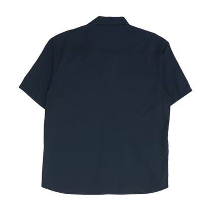 Navy Solid Short Sleeve Button Down
