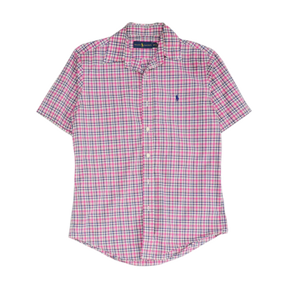 Pink Plaid Short Sleeve Button Down