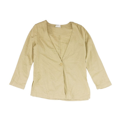 Beige Solid Long Sleeve Blouse