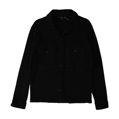 Black Solid Flannel Button Down