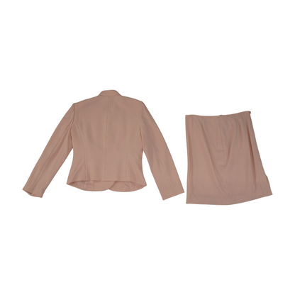 Pink Petite Solid Skirt Suit
