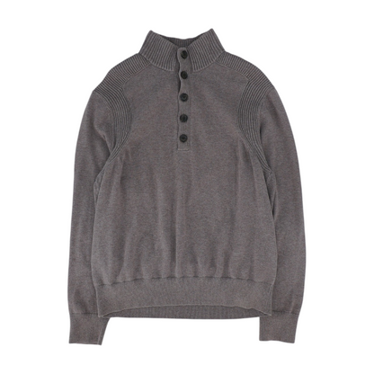 Brown Solid 1/4 Zip Sweater