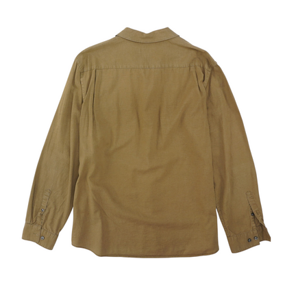 Brown Solid Long Sleeve Button Down