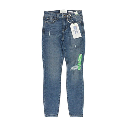 Blue Mid Rise Skinny Leg Jeans