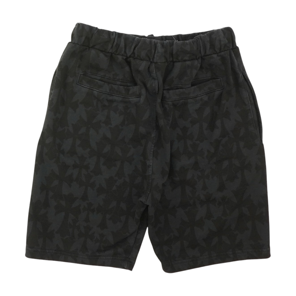 Black Cemetery Cross All-Over Print Tonal Monogram Sweat Shorts
