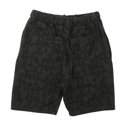 Black Cemetery Cross All-Over Print Tonal Monogram Sweat Shorts