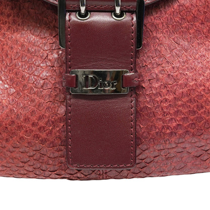 Red Vintage Street Chic Python Leather Hobo Bag