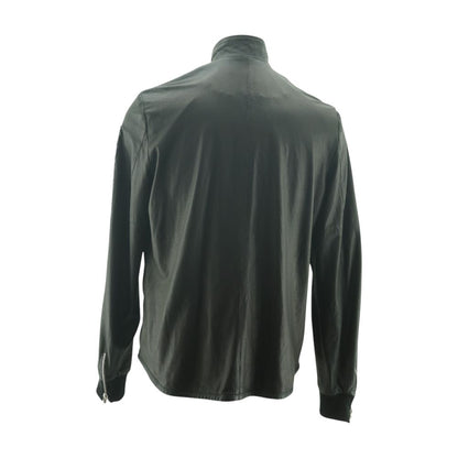 Black Logo Embroidered Sleeves Leather Jacket