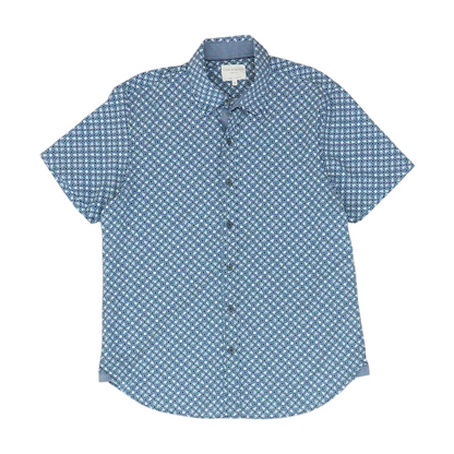 Blue Print Short Sleeve Button Down