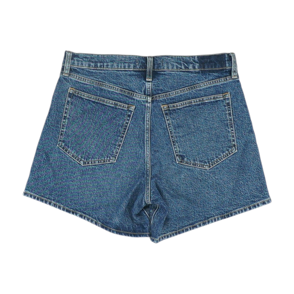Blue Solid Denim Shorts