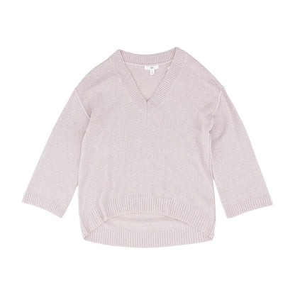 Purple Solid V-Neck Sweater
