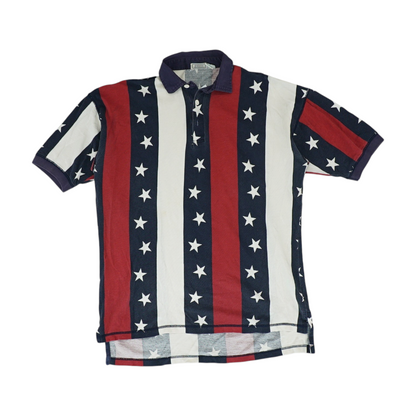 Vintage Navy Print Short Sleeve Polo