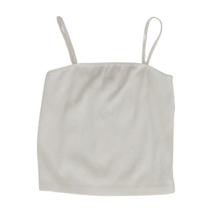 White Solid Cropped Tank Top