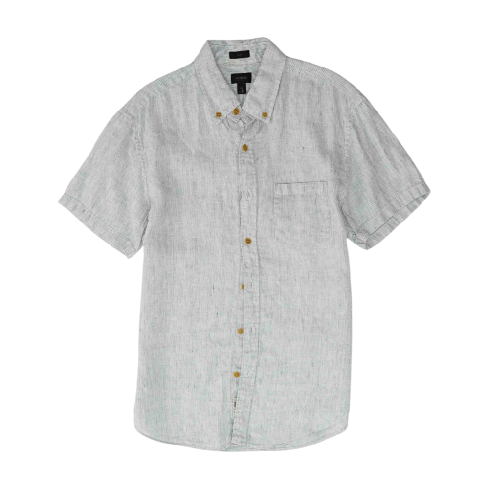 White Striped Short Sleeve Button Down