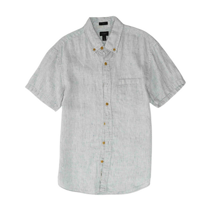 White Striped Short Sleeve Button Down