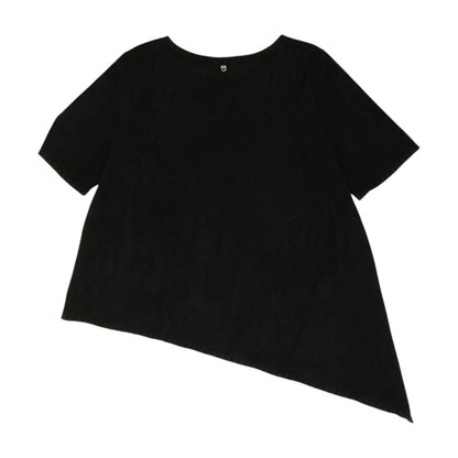Black Solid Short Sleeve Blouse