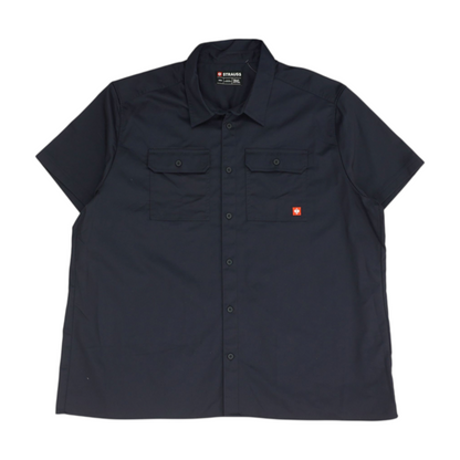 Navy Solid Short Sleeve Button Down