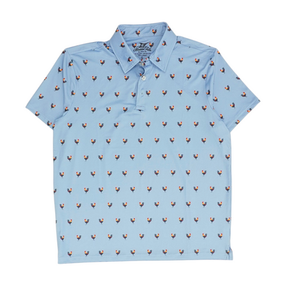 Blue Graphic Short Sleeve Polo