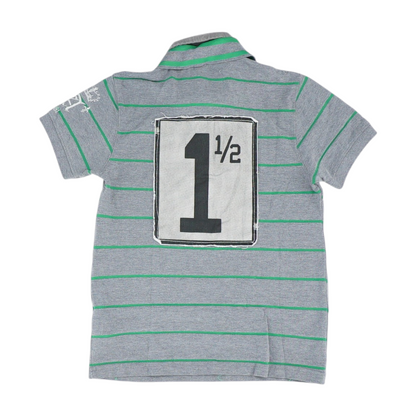 Gray Striped Short Sleeve Polo