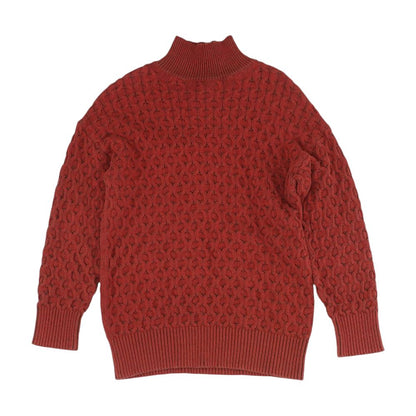 Maroon Solid Mockneck Sweater