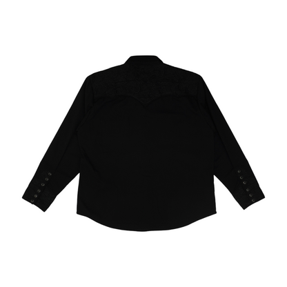 Black Solid Long Sleeve Button Down