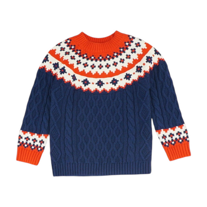 Navy Print Pullover Sweater