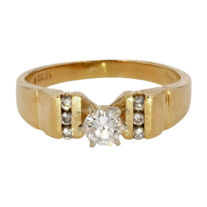 .33 ct 14K Gold Vintage Round Diamond Center Engagement Ring