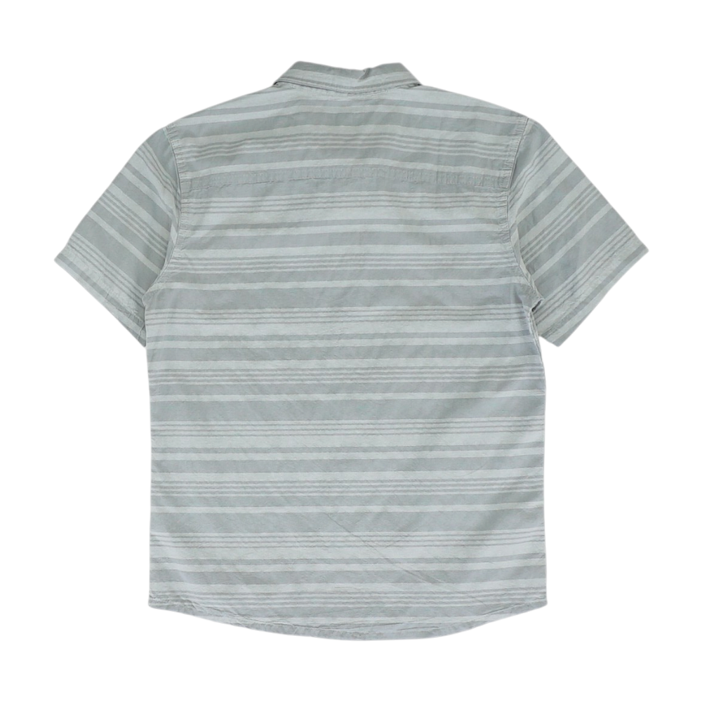 Gray Striped Short Sleeve Button Down